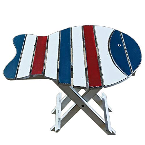 Mesa Auxiliar Mesa De Madera Maciza De Estilo Mediterráneo Con Forma De Pez, Mesa Auxiliar Para Teléfono Con Soporte Para Plantas De Flores, Mesa De Revistas, Decoración Apenada Creativa Plegable, 3