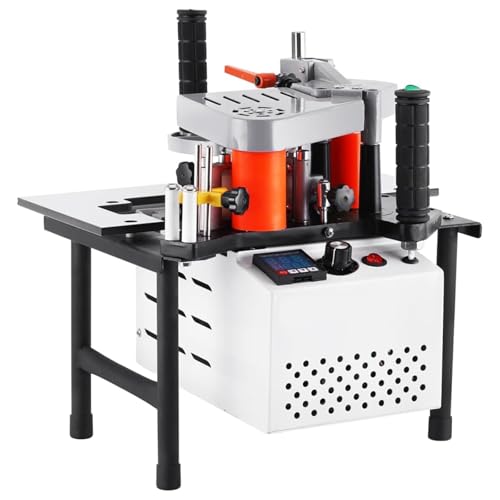 VEVIVOOVY Edge Bander, Portable Automatic Tape Breaking Woodworking Edge Banding Machine Wood PVC Double Side Gluing Adjustable speed Edge Bander 10-60mm Width for Straight & Arc Edges (110V,5m/min)
