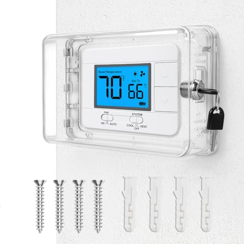 Pihode Thermostat Lock Box with Key Fits Thermostats 7.1 4.5 or Smaller Universal Large Thermostat Cover for Thermostats & Sprinkler Controllers Sprinkler Controller Guard