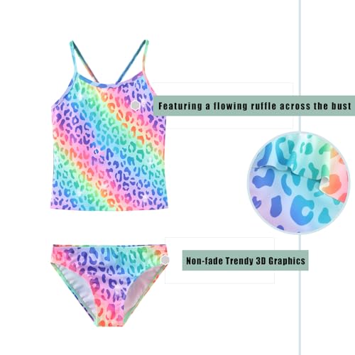 Image of Girls Two Piece Swimsuits Tankini Bathing Suit for Kids Hawaiian Swimwear Set 3-16 Years