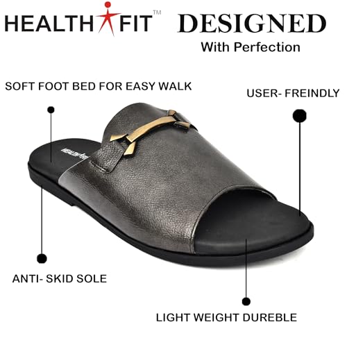 Image of HEALTH FIT Extra Soft Comfortable Traditional Ethnic Chappal /Slippers Wedding & Festive Sliders for Gents /Boys Lightweight flexible TPR sole & Easy-to-wear slip-on design cushioned for Men HF7017