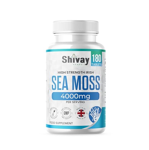 Sea Moss Extract 4000mg Per Serving | 180 Vegan Tablets - 3 Month Supply | High Strength Irish Sea Moss | Made in The UK by Shivay Herbals