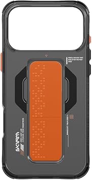 iPhone 17 Pro Max ile Uyumlu Kılıf Skinarma Mag-Şarj Özellikli Airbag Tasarımlı Standlı Haxa Kapak (Füme)