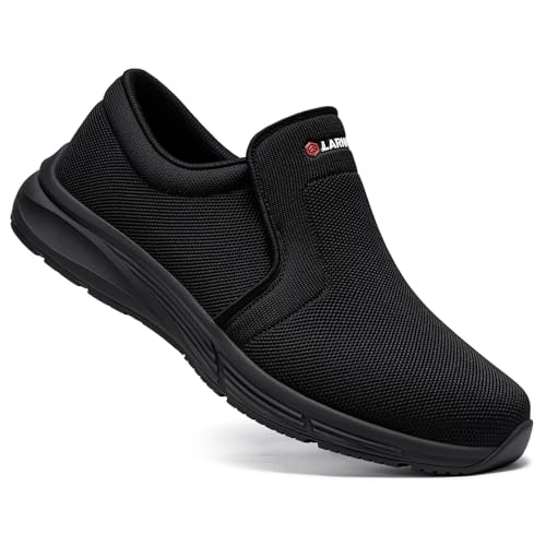 LARNMERN Zapatos Antideslizante Cocina Hombre Zapatillas de Trabajo Hostelería Calzado Cómodos Laboral Resistentes sin Puntera,Negro 45 EU LARNMERN Zapatos Antideslizante Cocina Hombre Zapatillas de Trabajo Hostelería Calzado Cómodos Laboral Resistentes sin Puntera,Negro 45 EU