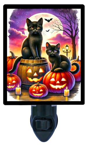Lámpara de Mesa de Noche Diseño Gato Halloween