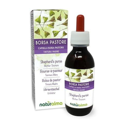 Bolsa de pastor (Capsella bursa-pastoris) hierba Tintura Madre sin alcohol Naturalma | Extracto líquido gotas 120 ml | Complemento alimenticio | Vegano