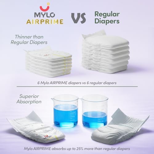 Image of Mylo Baby AirPrime Premium Diaper Pants Large (L) Size (9-14 kgs) (24 Count) Leak Proof | Ultra-Thin & Breathable | Up to 12 Hours Protection | No Rashes