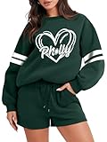 ALLTB Fashion Sets for Women Two Piece Sweat Short Set Fall Matching Outfits with Pocket Casual Clothes