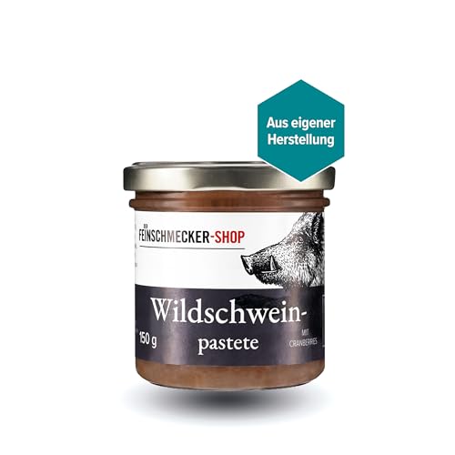Der Feinschmecker Wildschweinpastete Cranberrys 150g I Hochwertiges Wildschweinfleisch I Mit Madeira & Sahne verfeinert