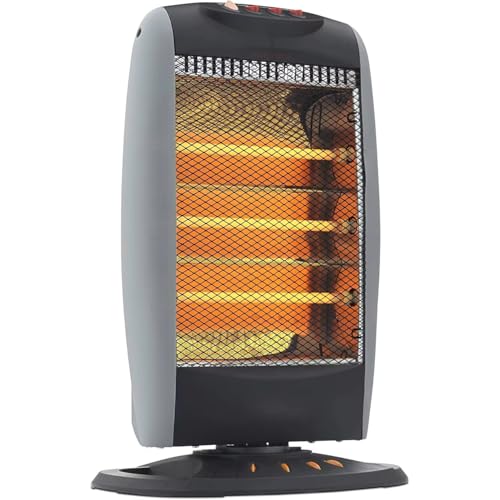 KROWN - Estufa Halógena Eléctrica 1200W – Calor Instantáneo, 3 Tubos y Ahorro de Energia