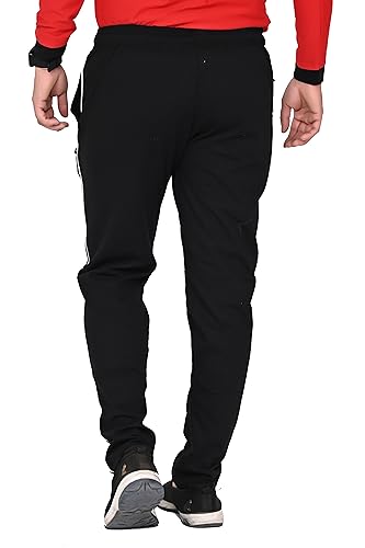 Image of SK Wardrobe Men's Solid Cotton Track Pant | Full Elastic Waistband | Regular Fit Casual Lower for Gym, Home, Lounge Full Length Solid Bottom Wear for Men