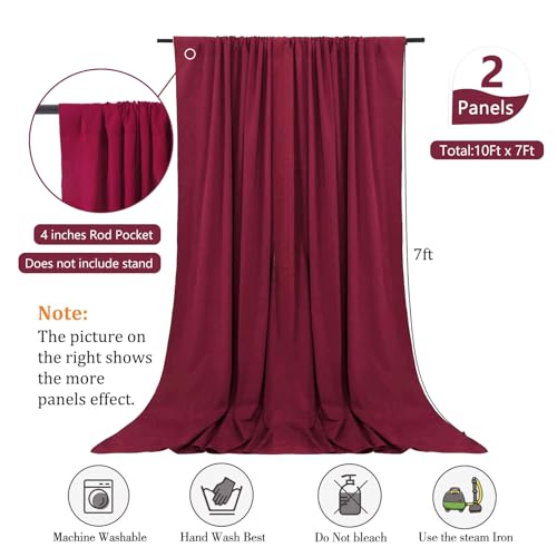 Image of 10 x 7 Feet Burgundy Backdrop Curtain for Partie, Background Curtains for Photoshoot, Birthday, Wedding, Halloween, Thanksgiving, Christmas, New Year Party Decorations 5Ft x 7Ft, 2 Panels
