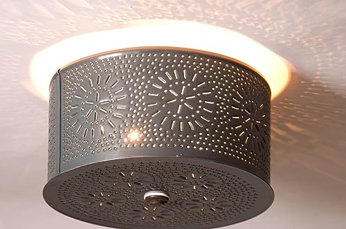 Irvins-Tinware-367CT-2-Light-Flush-Mount-Round-Ceiling-Light-with-Chisel-in-Country-Tin-Primitive-Country-Tin-Lighting Irvins Tinware 367CT 2 Light Flush Mount Round Ceiling Light with Chisel in Country Tin Primitive Country Tin Lighting