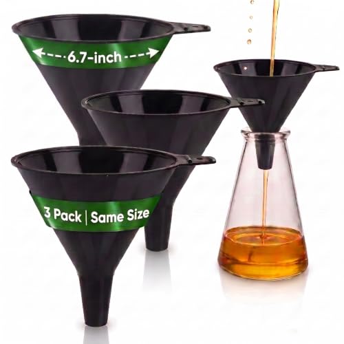 Plastic Funnels 3 Pack - Kitchen and Automotive Funnel Set
