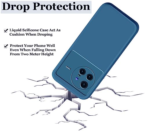 Image of A rtistque Liquid TPU Silicone Matte Shockproof Flexible with Camera Protection Soft Back Cover Case for Vivo X80 PRO 5G - Blue