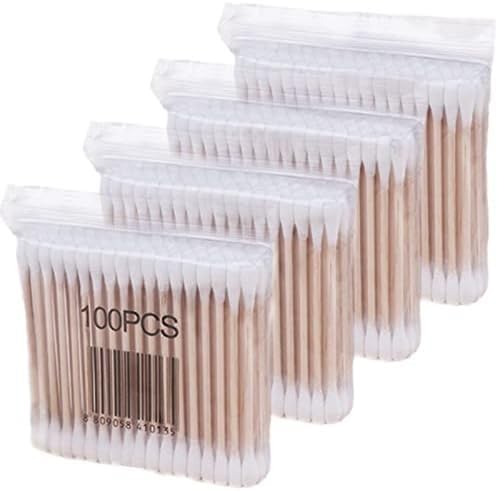 Double-Ended Cotton Buds with Wooden Stick, 400 Count, 100 Pcs per Pack, Pack of 4-picture-16