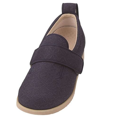 介護シューズ あゆみ ダブルマジックII雅 施設・院内用 レディース 紺 Mサイズ(22.0~22.5cm) 足囲3E 両足