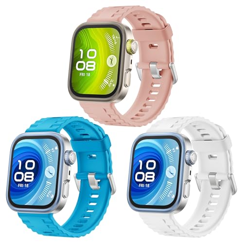 OUTPUTBT 3-Pack Watch Band Compatible with Huawei Watch FIT 4 Pro/FIT4/FIT 3 Replacement Strap Silicone Sport for Huawei Fit3/Fit4 for Woman Man