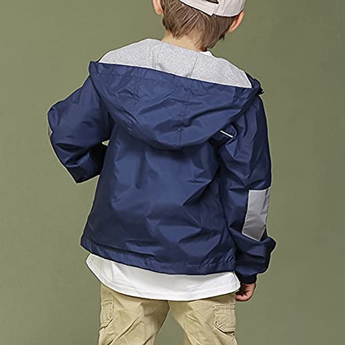 Image of Volunboy Toddler Boys Windbreaker Casual Outerwear Kids Lightweight Zip Hooded Jacket Baby Cute Dust Coat