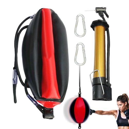 Bolsa De Punzonado Para Adultos - Boxeo De Bolsa De Doble Extremo, PU De Cuero De Punch Ball | Equipo De Boxeo Con Aguja, Carabiners, Diadema De Bola Refleja Para Reacción Y Entrenamiento