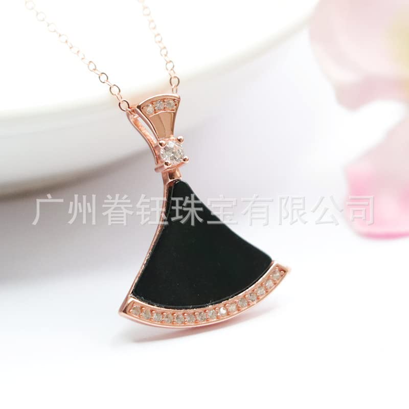 S925银镶墨翠小裙子吊坠翡翠玉石挂坠项链珠宝3