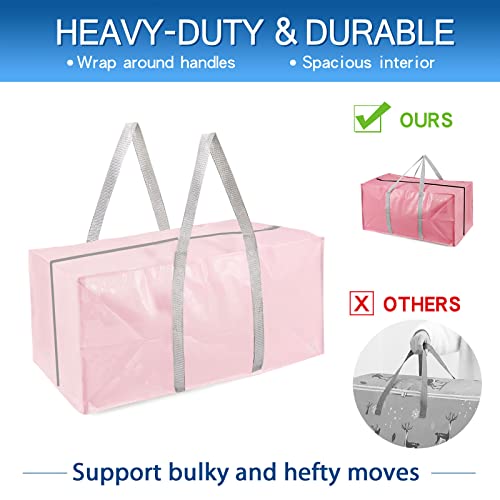 Large Moving Bags with Long Handles and Backpack Straps - Space Saving Storage (Mixed Colors)