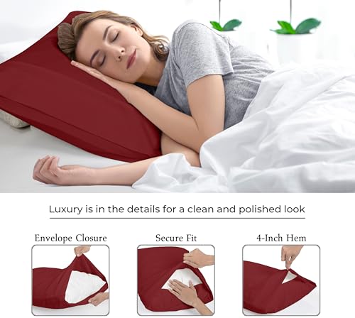 Image of Royale Linens Standard Pillowcase Set of 2 - Bed Pillow Cover - 20 inchx26 inch - Pillowcases - 1800 Brushed Microfiber, Wrinkle & Fade Resistant - Soft & Cozy- Standard Size Pillow Case (STD, Tango Red)