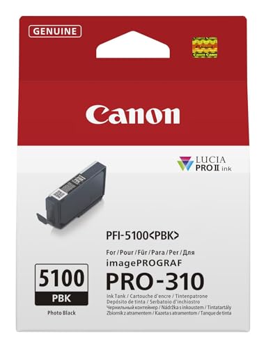 Cartouche d'encre photo Canon PFI-5100PBK d'origine noire pour imagePROGRAF PRO-310