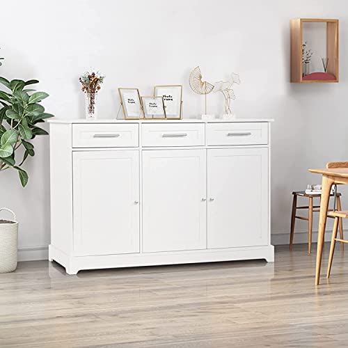 Vingli Sideboard Cabinet Buffet Table Kitchen Storage Cabinet White Credenza Sideboards And Buffets With Storage Coffee Bar Cabinet With 3 Drawers And Doors For Home Kitchen, Dining Room, Living Room #TOP19