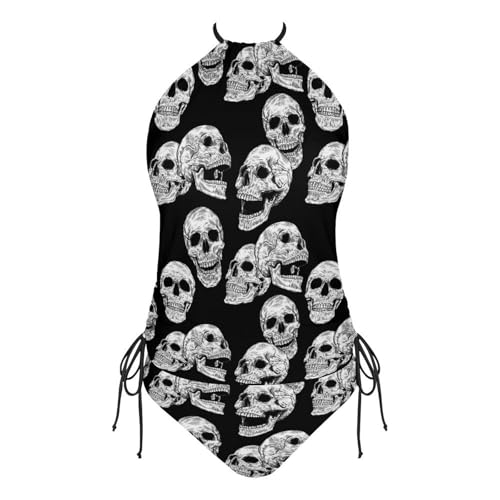 Punk and Gothic Skulls Women's Tankini Swimsuits Two Piece Bathing Suits Adjustable Sling Swimwear Sets3