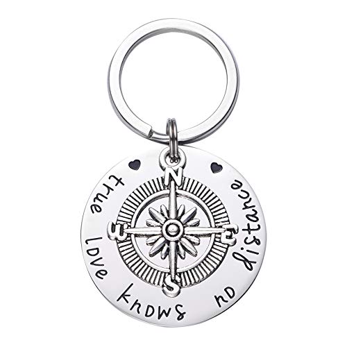 True Love Knows No Distance Compass Keychain Best Friend Keychain ...