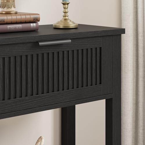 GAOMON Farmhouse Entryway Table,43 Inch Wood Console Table with 2 Drawers,2 Tier Sofa Table with Storage for Living Room, Foyer Tables for Entryway-Black