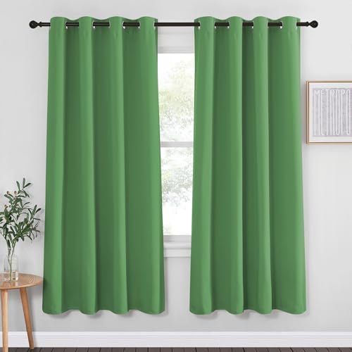 NICETOWN Blackout Curtain Drape 72 inch Long - Grommet Noise Reducing Thermal Insulated Modern Window Treatments for Bedroom Living Room (1 Panel, 52 x 72 Inch, Froest Green)