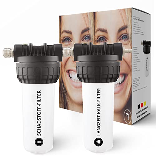 Kalkfilter mit Schadstoff-Filter FirstClass, ultrafein, macht hartes Wasser weich und sauber, hoher Wasserdruck, made in Germany