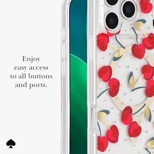 Image of kate spade new york iPhone 17 Pro Max Case - Compatible with MagSafe - Designer Phone Case - Cherry Dot Gems
