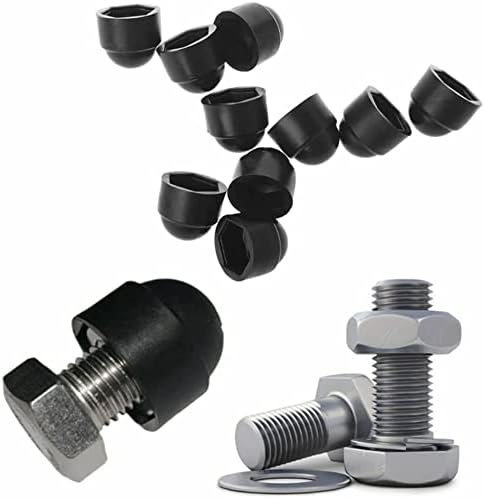 TERF® M6 Black Plastic Hex Nut Bolt Dome Cap Cover M6 (10mm Spanner) Nut and Bolt Protective Caps Cover Hexagonal - Pack of 20