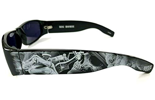 Authentic Shades Black Guns Skull Inked Sunglasses California Lowrider Locs Style