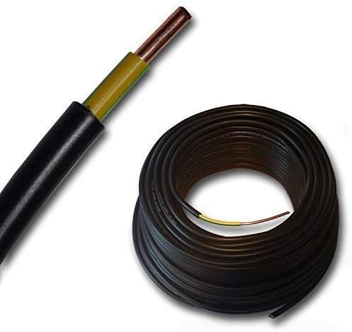 Grounding - Ground Cable - NYY-J 1x6 mm ² - Black - 15m 20 M or 25 Meters - Green/Yellow - Mantel Black, 25m