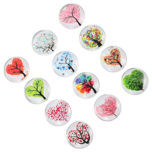 Mikikit 12 Piezas Imanes para Nevera de Cristal con Árbol Corazón de Decoración para Hogar y Oficina Fáciles de Colocar Superficies Metálicas