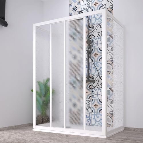 Cabina de ducha de 3 lados 'Acril' de acrílico con perfiles de PVC apertura lateral reducible 'Made in Italy' (80 x 110 x 80 cm)