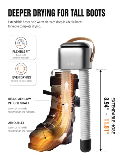 SOTHING Boot Dryer, 95W Rapid Drying with 3 Heat Levels, Ozone Fresh Mode, 1–9H Timer, Smart Touch Panel, Retractable Hoses & Overheat Protection – Portable Ski Boot & Snowboard Boot Dryer — view 2