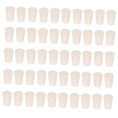 KICHOUSE 50 Pcs Lab Tube Stopper Caps Tapered Flask Plug Solid Rubber Sealing Plugs Waterproof Liquid Stopper for Scientific Research