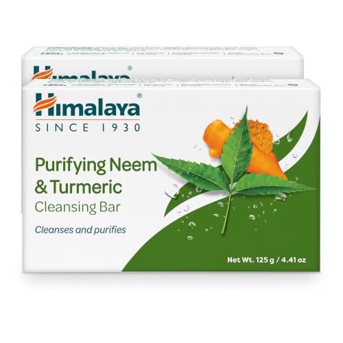 Himalaya Purifying Neem &amp; Turmeric Cleansing Bar for Clean and Healthy Looking Skin, 4.41 Oz (125 gm) (Pack of 2)