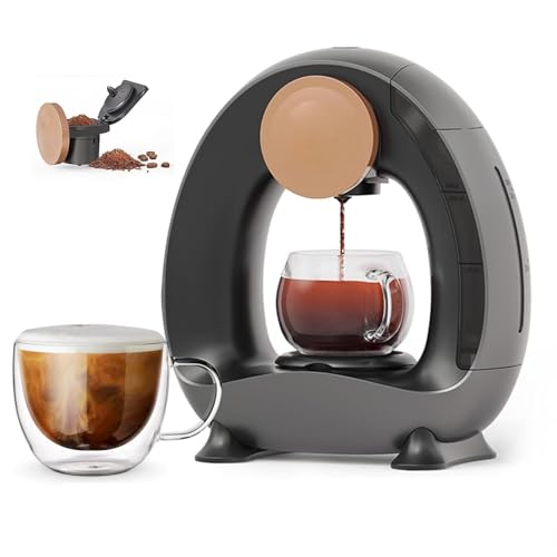 Cafetera de una Sola porción, Mini cafetera de Goteo de 1400 W, máquina de café molido, con Tanque de Agua de 240 ml, extracción a Temperatura Constante de 85°, tamaños de preparación de 4-8 oz