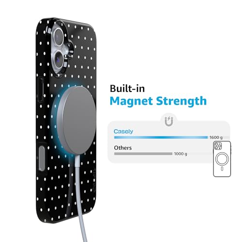 Casely iPhone 16 Case | On the Dot | Black Polka Dot | Compatible with MagSafe | Classic Ultra Slim Design by Casely - Used condition - Image 6