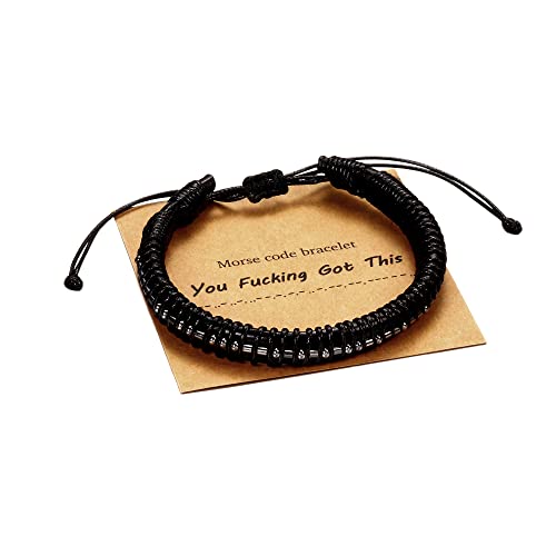 Morse Code Bracelets Gifts for Men, Fashion Leather Bracelets Gifts for Him Bracelets for Mens Gifts Inspirational Gifts Motivational Gifts for Mens Jewelry Gifts for Dad Boyfriend Coworkers Papa Son