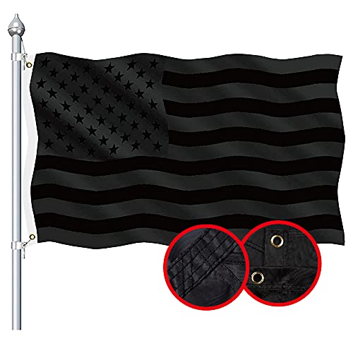 DEFDEAR Black American Flag 3x5 Ft Black USA Flag, Brass Grommets Black American Flags, Durable & Fade Resistant Black US Flag for All Weather, Outdoor Fly American black flag, Car, Farm
