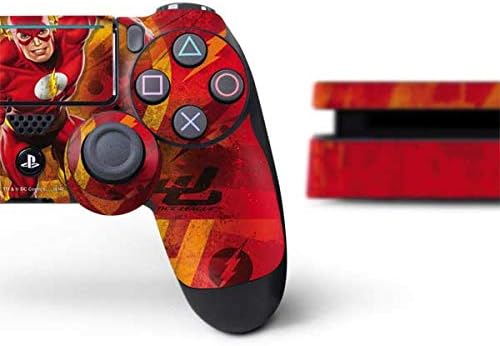 Skinit Decal Gaming Skin Compatible with PS4 Slim Bundle - Officially Licensed DC Comics The Flash Action Pose Design