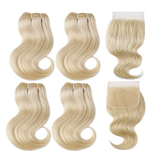 FASHION LINE 8" Human Hair Bundles Ombre Two Tone Brazilian Virgin Hair Extensions Body Wave 50g Bundles (8/8/8/8+8 Inch, #613)