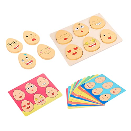 ORFOFE 1 セット 絵文字ビルディング ブロックのおもちゃ パズル 子供のおもちゃ マッチングブロック 子供向けの 木製の積み木 積み木ゲーム 木の